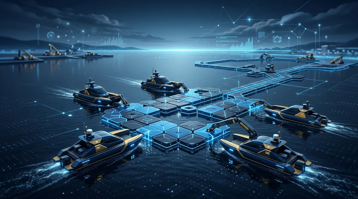 Barcos robot modulares que ensamblan infraestructura flotante